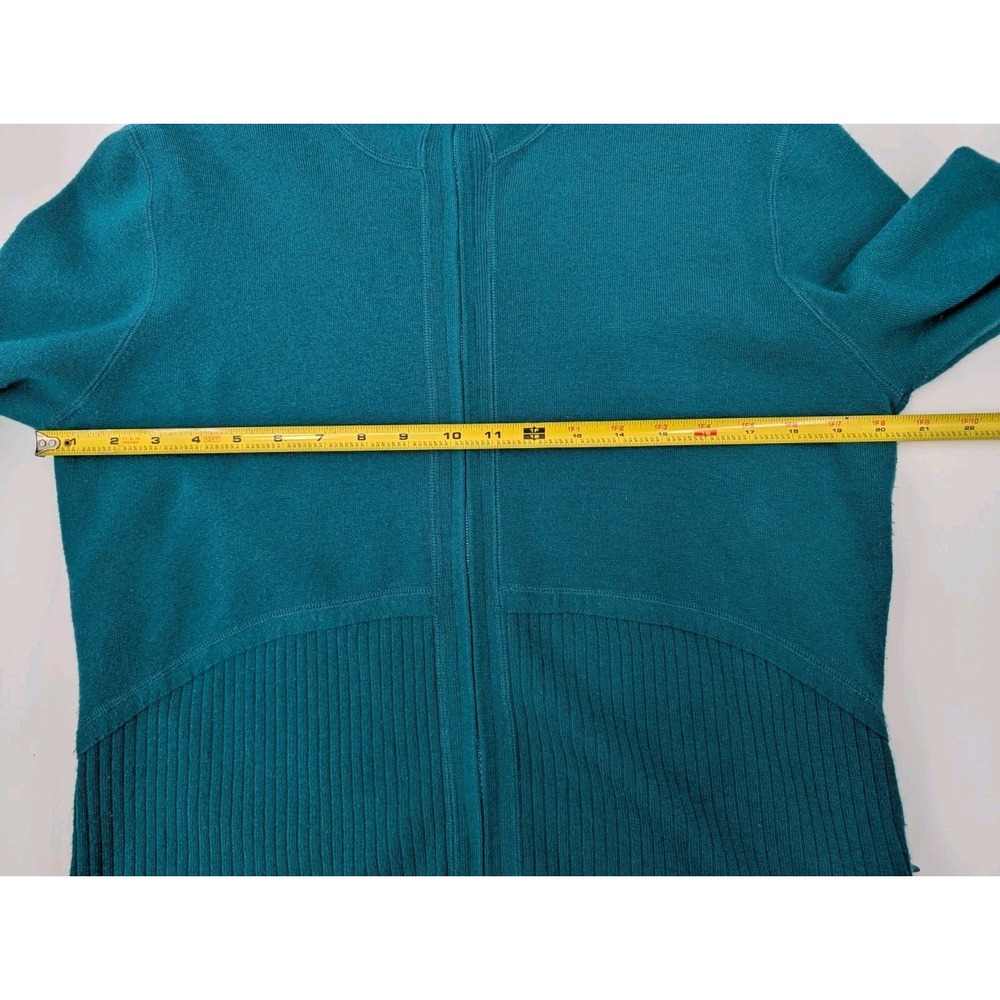 Title Nine Womens Teal Full Zip Merino Wool Blend Sweater Cardigan Size XL - Picture 7 of 10